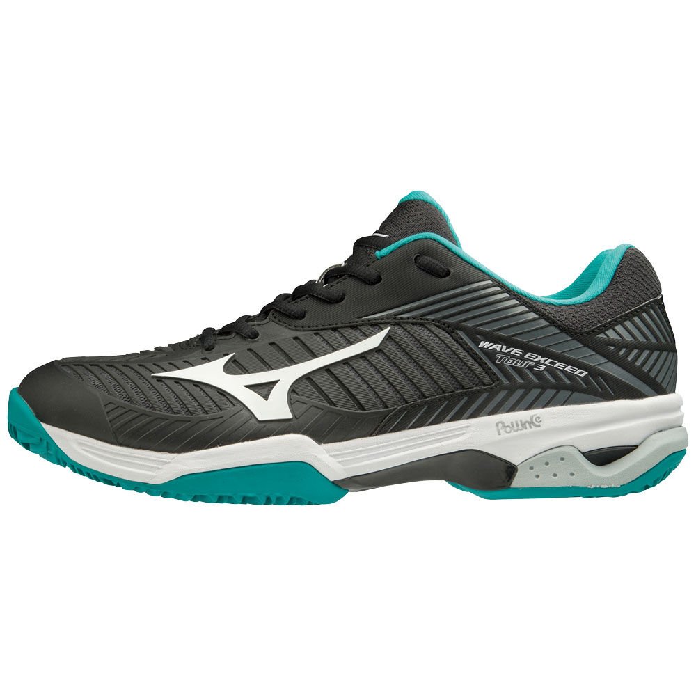 Mizuno WAVE EXCEED TOUR 3CC - Bayan Tenis Ayakkabısı - Siyah/Beyaz/Mavi Türkiye (OLNUZT-801)